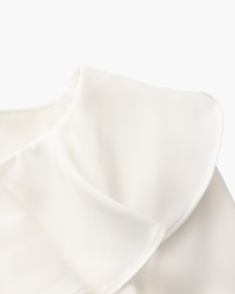 Pearl Button Ruffle Midi Dress