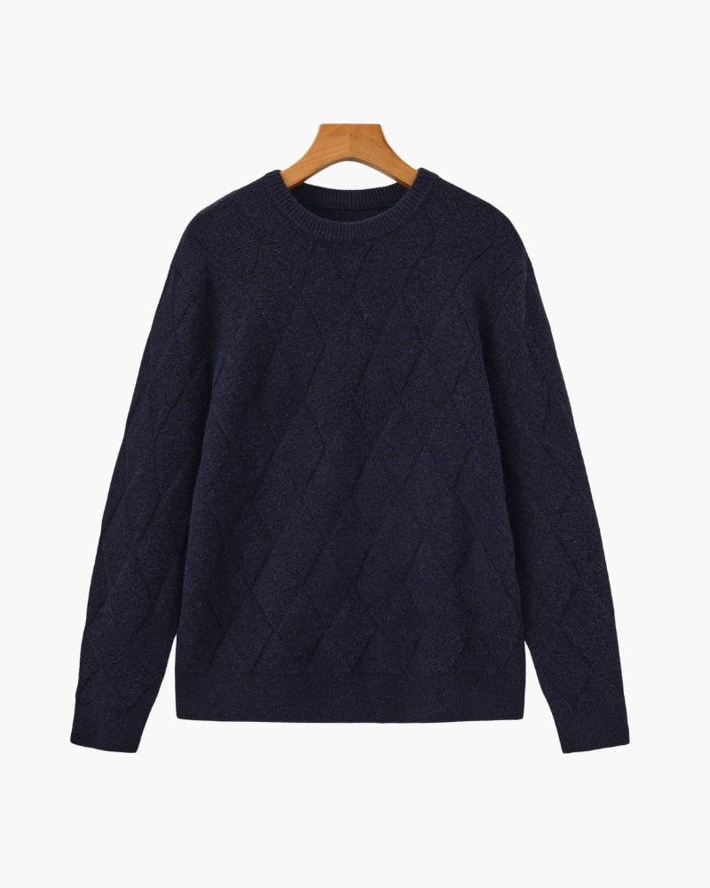 Diamond Knit Crewneck Sweater - Old Money